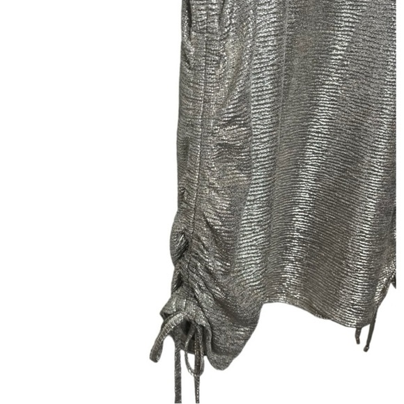 Calvin Klein Metallic Ruched Drawstring Top 3X Gold Shimmer Long Sleeve Stretchy - Picture 6 of 15